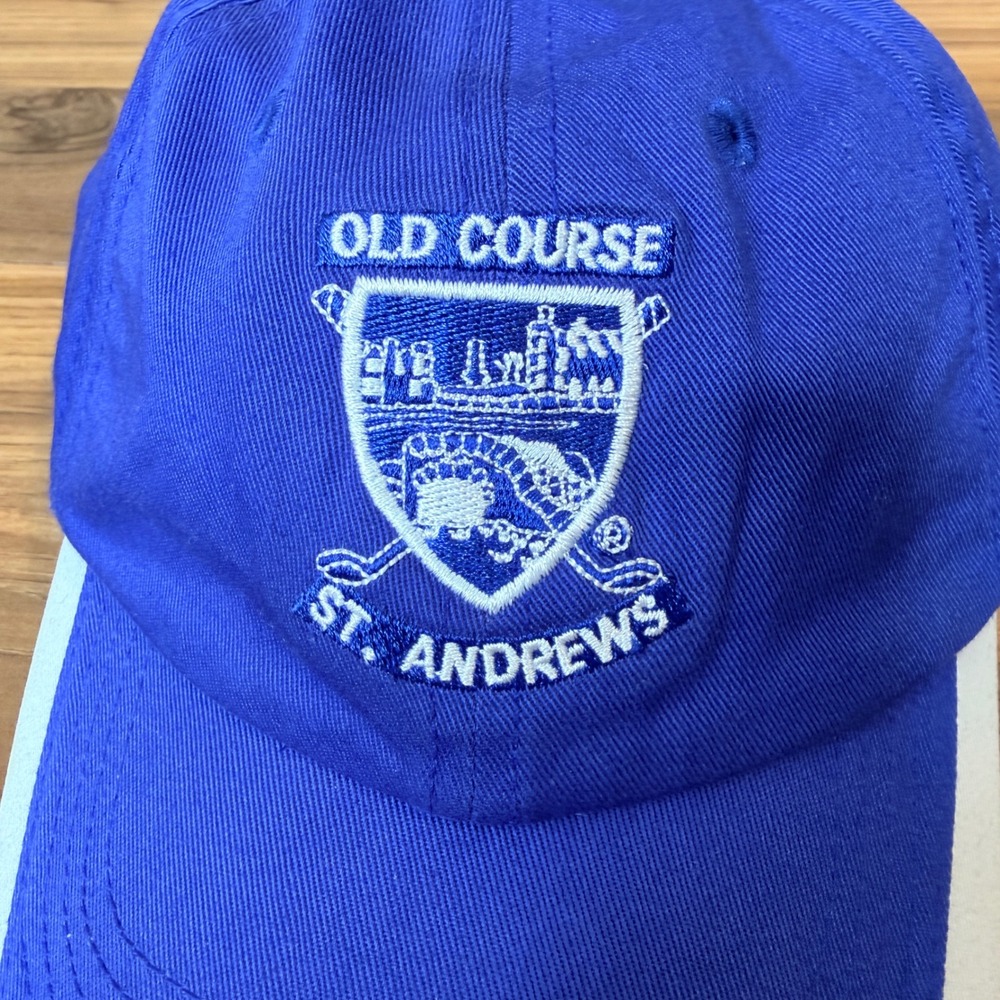 Tom Morris St Andrews Old Course Golf Hat Blue Adjustable Strapback Cap Scotland - Picture 6 of 8